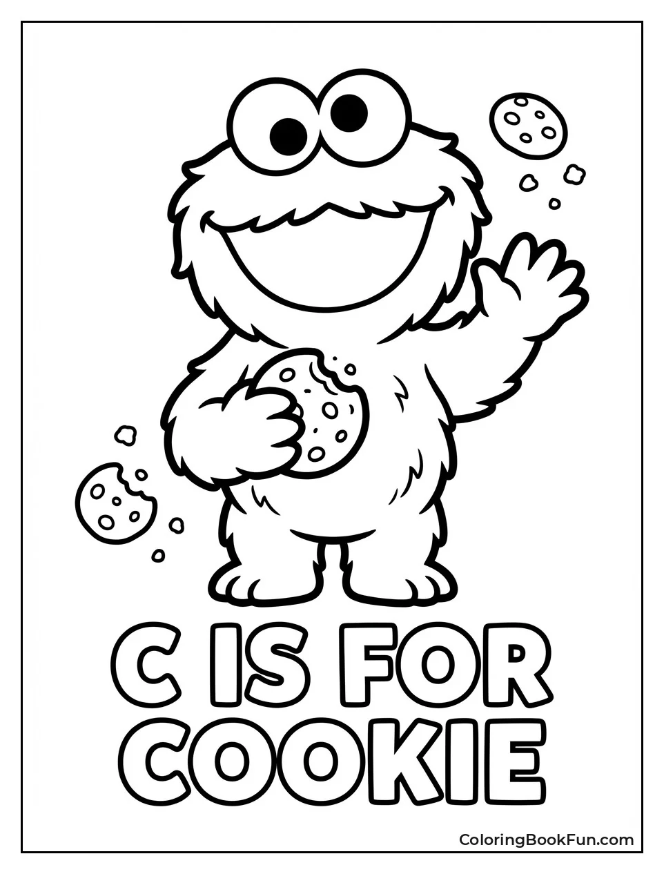 Chibi Cookie Monster Waves Happily