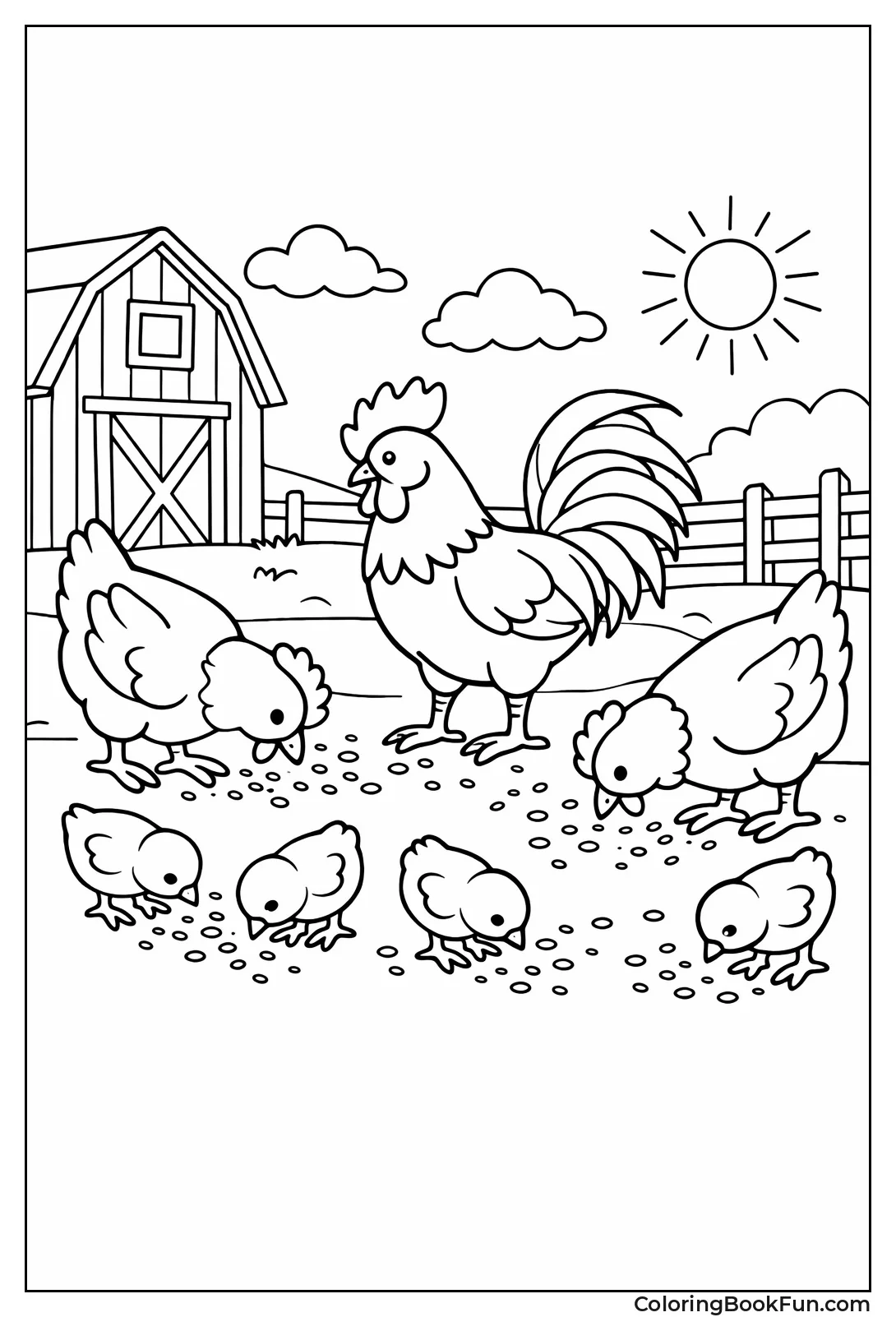 Chickens Peck at Grain