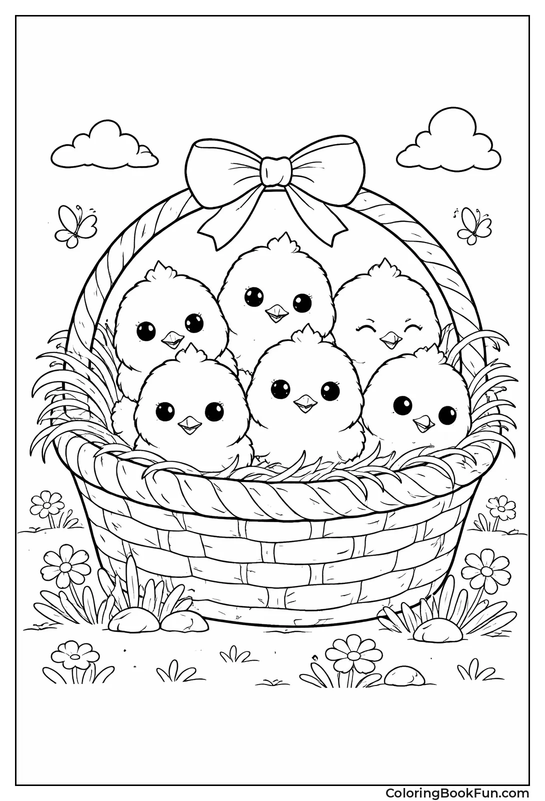 Chicks Huddle in Basket