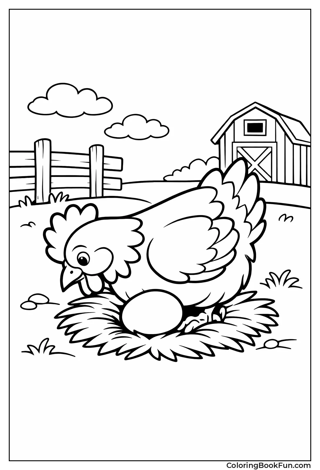 Hen Lays an Egg