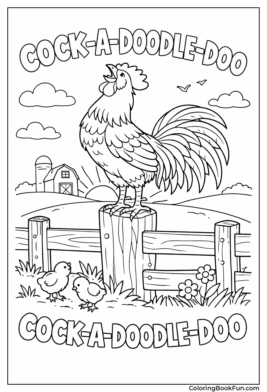 Rooster Crows on Fence Post