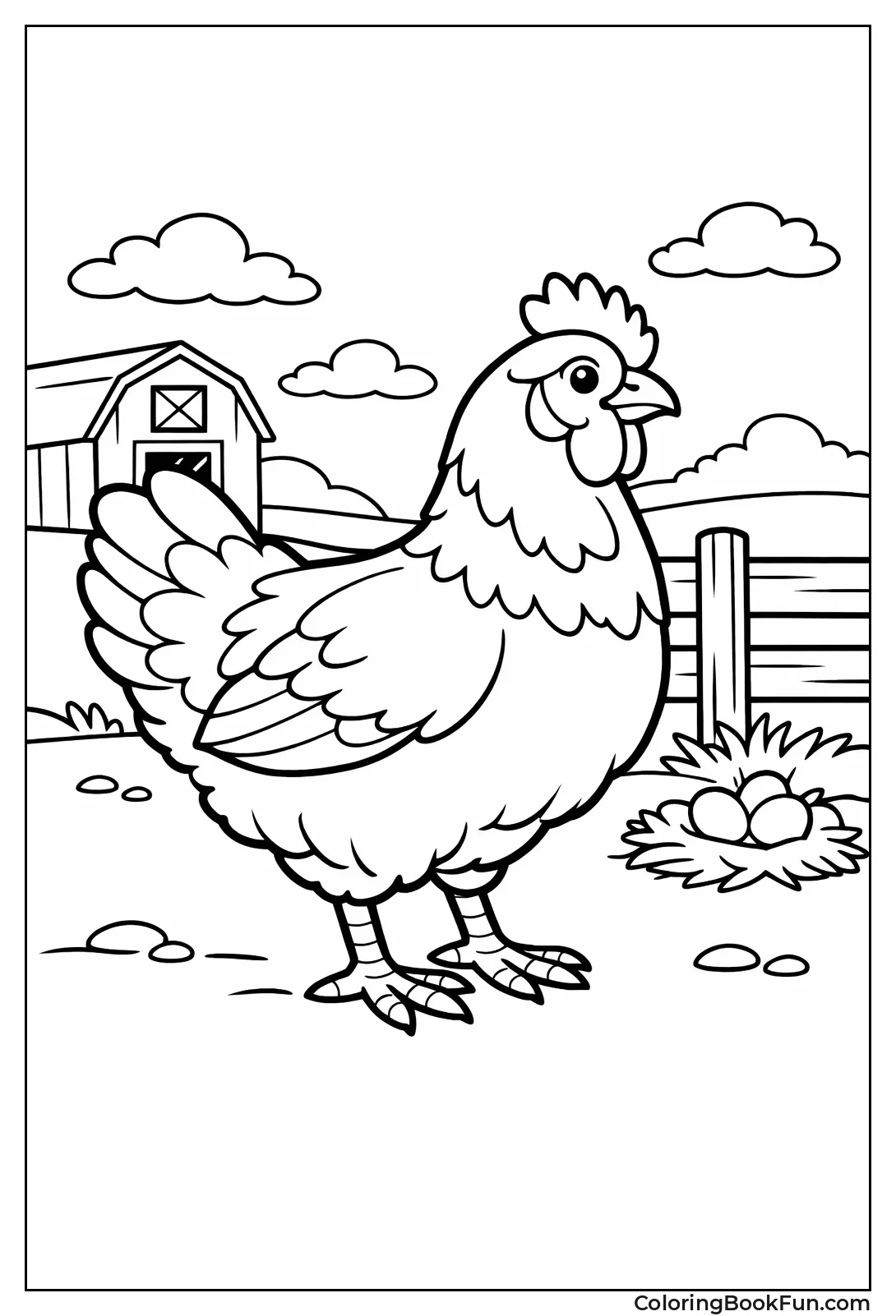 Proud Red Hen Stands