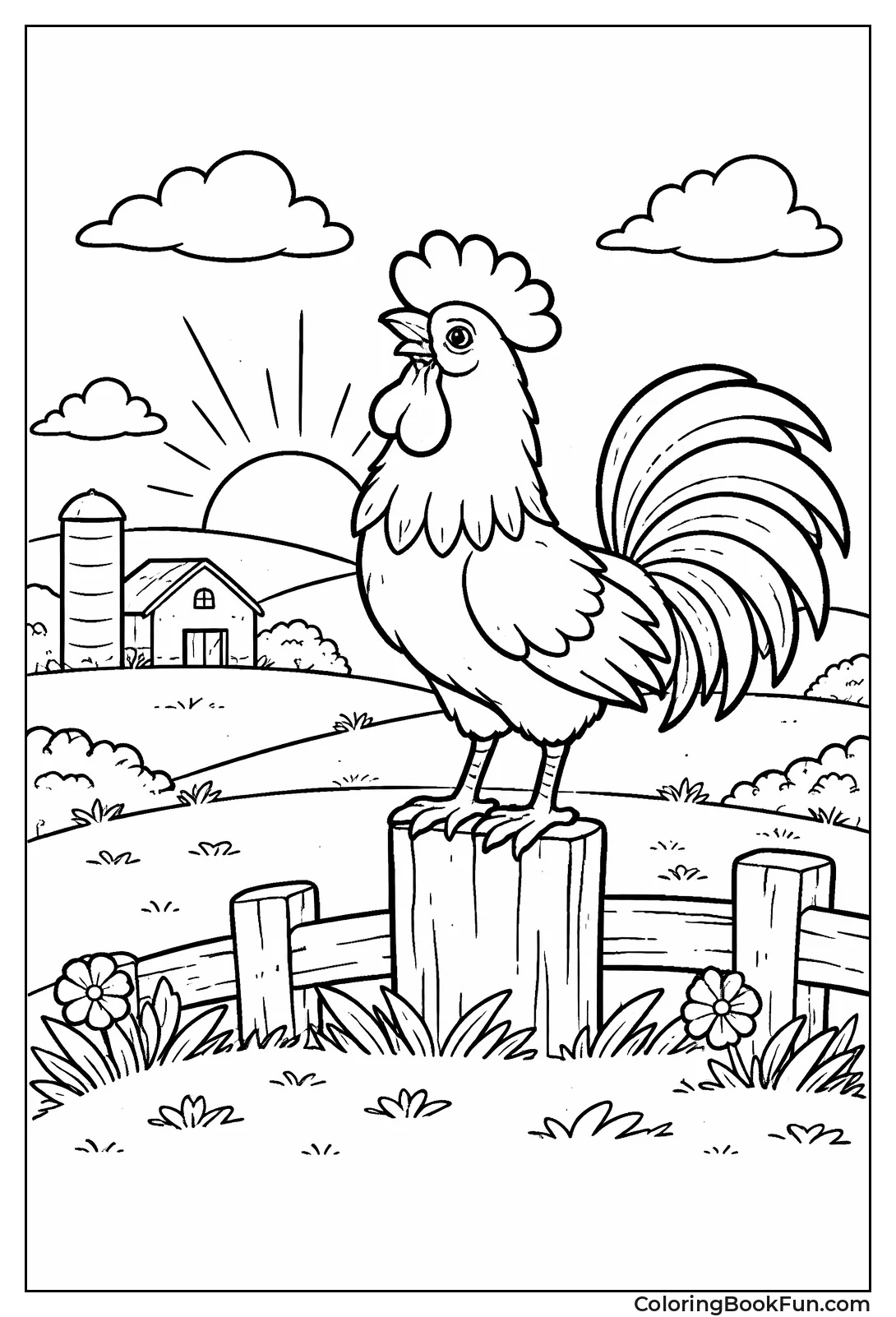 Rooster Silhouette at Sunset