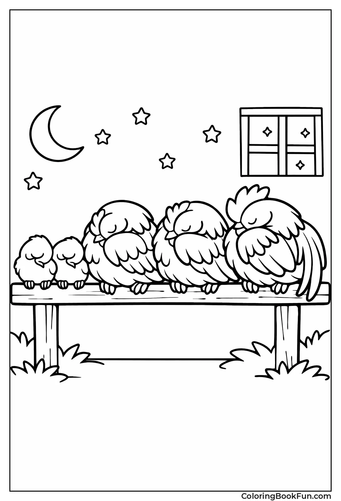 Chickens Sleep on Roost