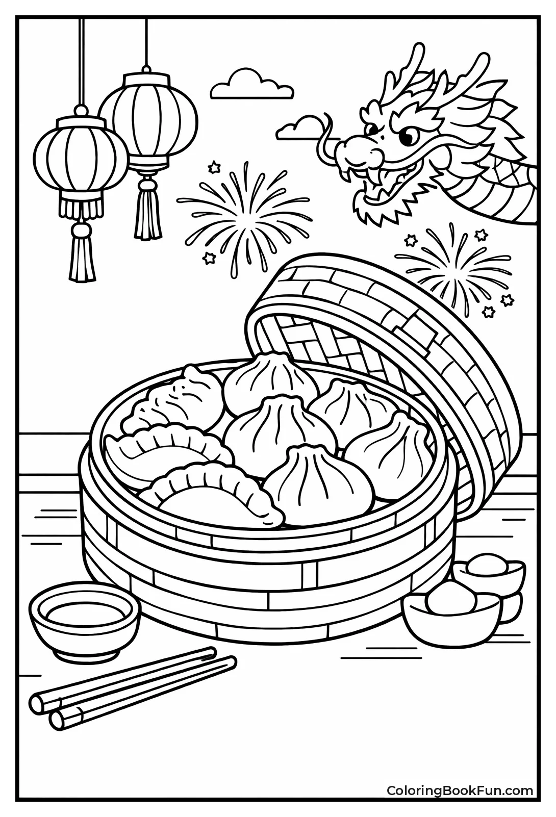 Dumplings Steam in Bamboo Basket