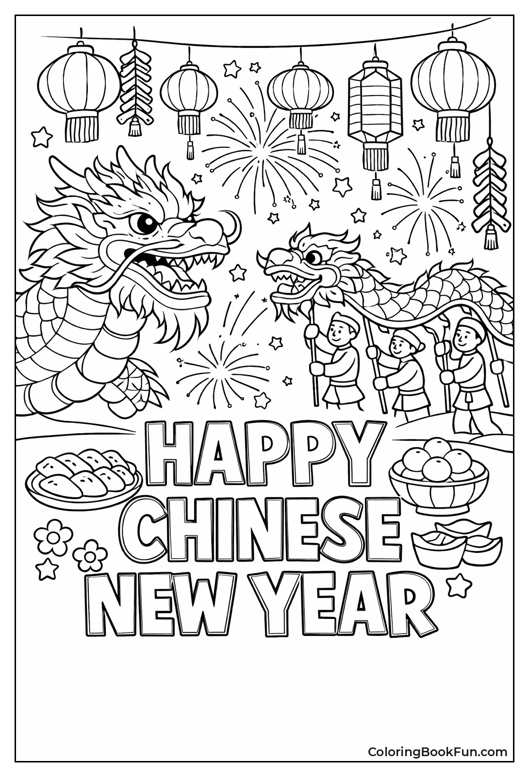 Dragons Lanterns Fireworks Greet Year