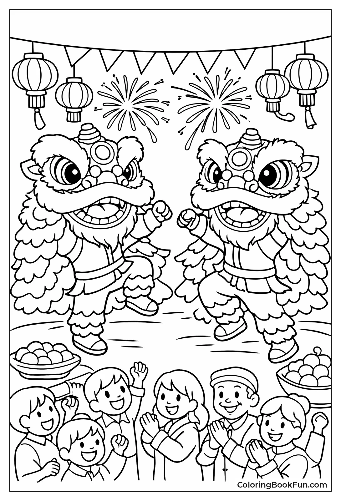 Lion Dancers Perform for Crowd