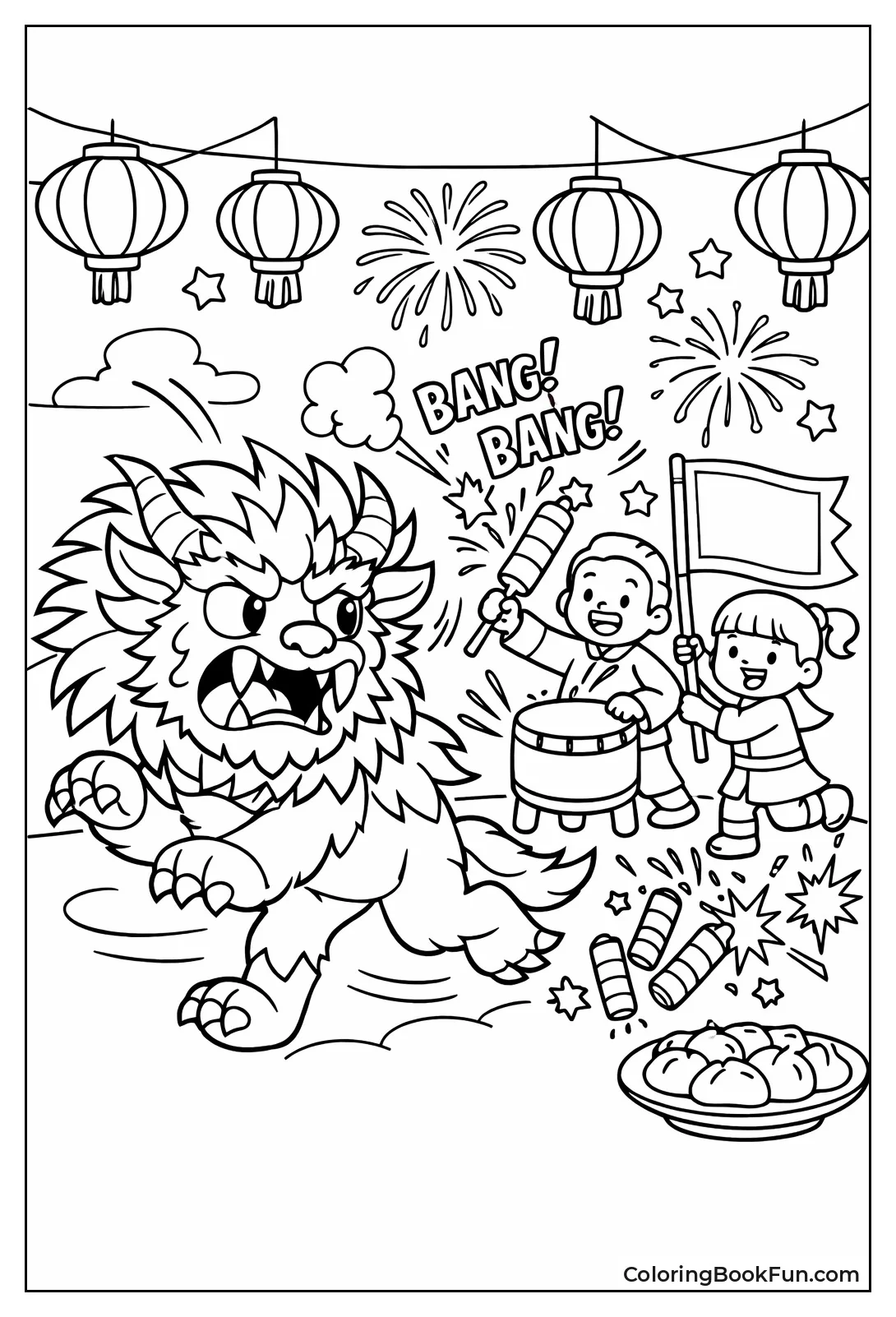 Nian Beast Flees from Red