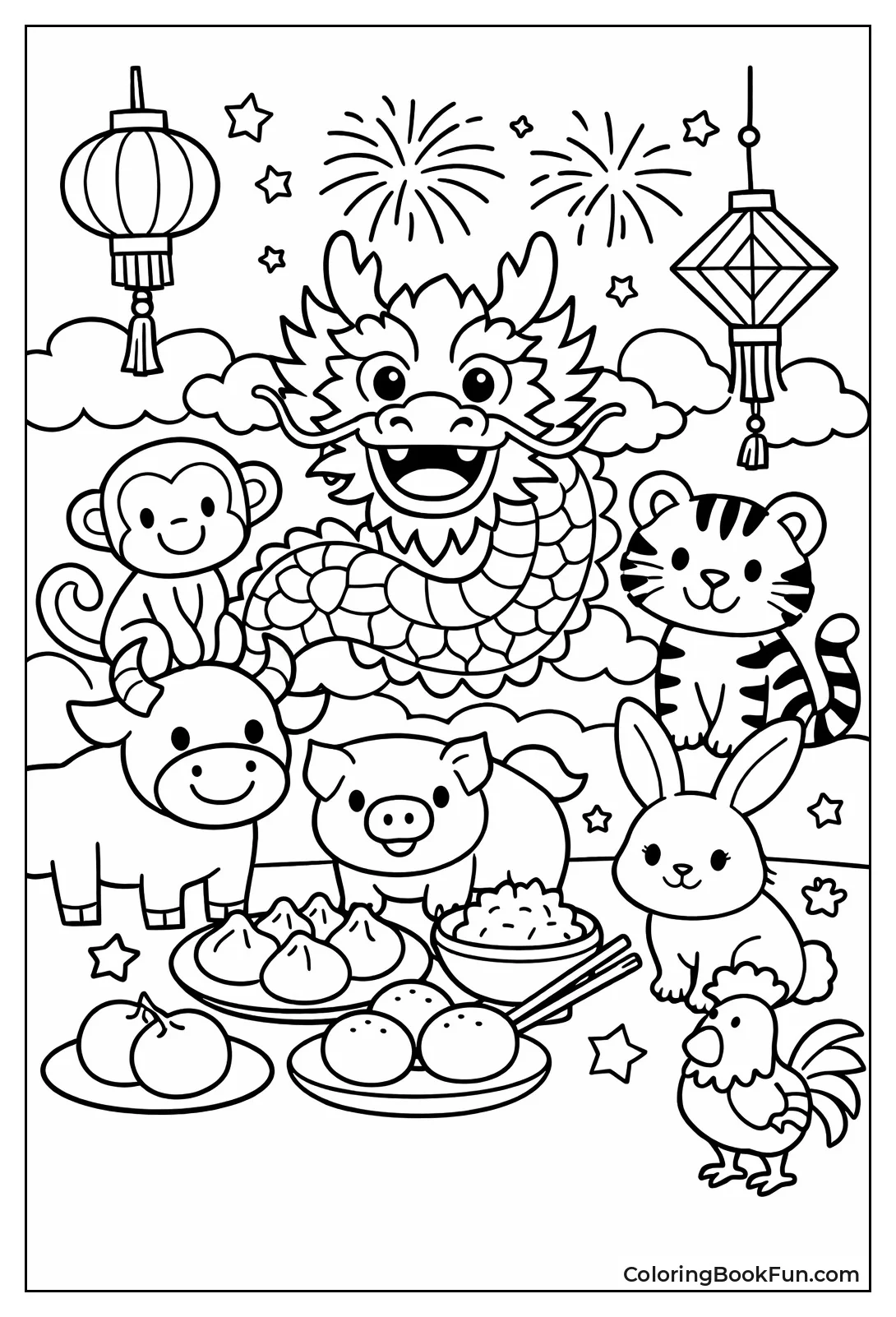 Bold Dragons Lanterns Zodiac Kids