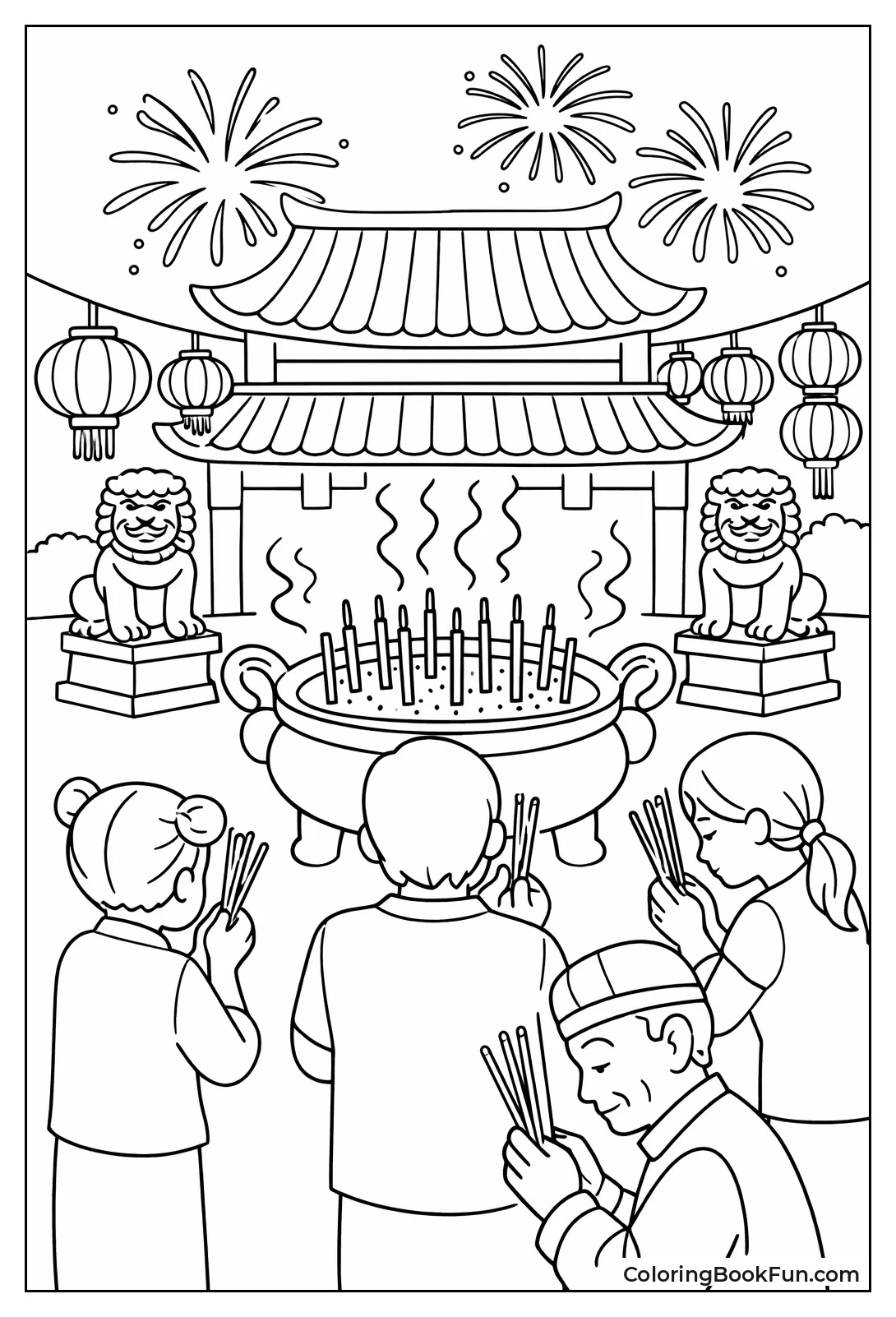 People Pray with Burning Incense