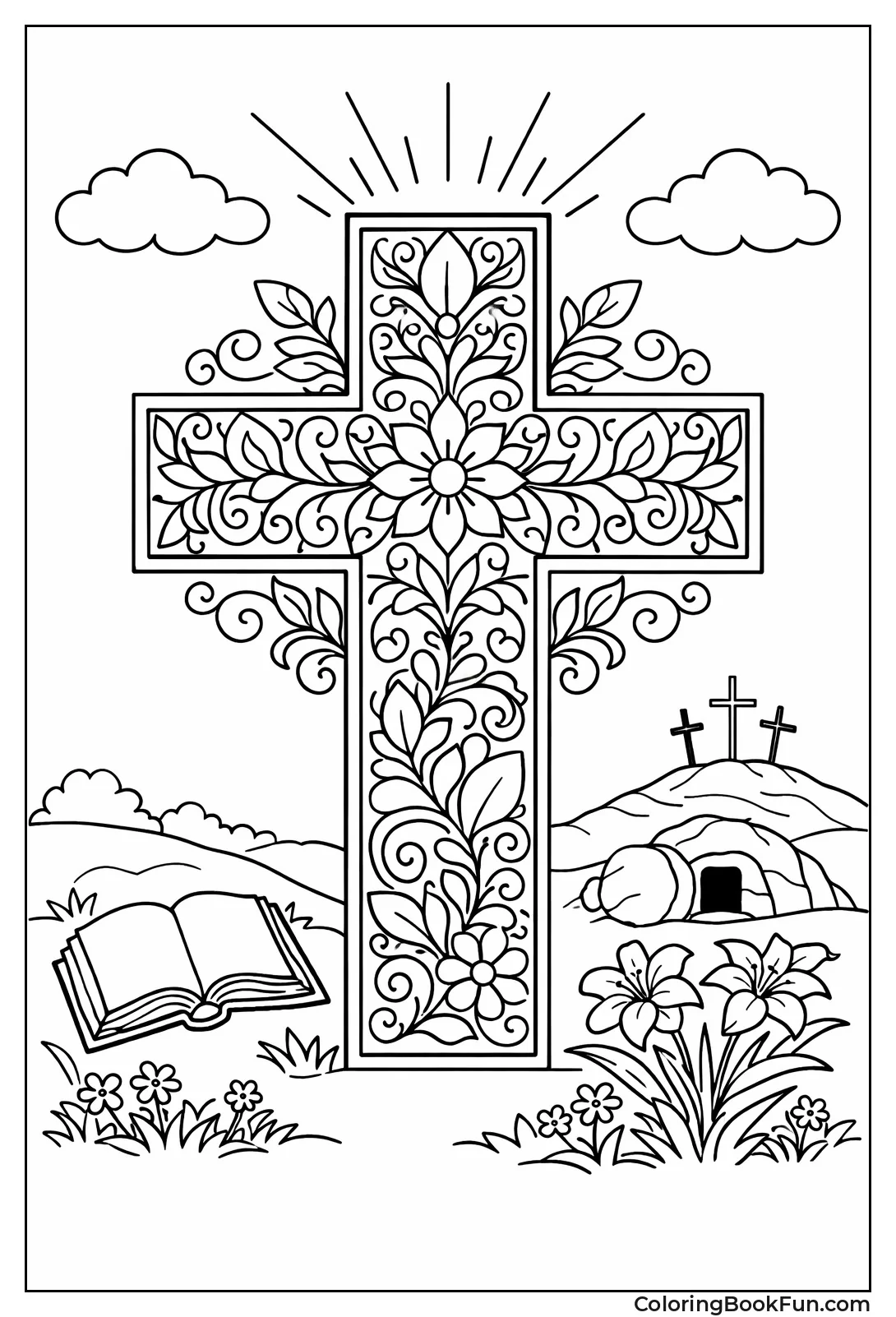 Floral Patterns Fill Cross