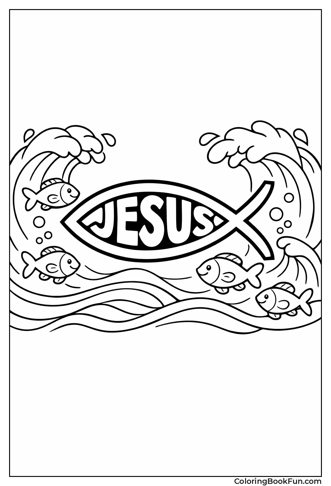 Christian Fish in Ocean Waves