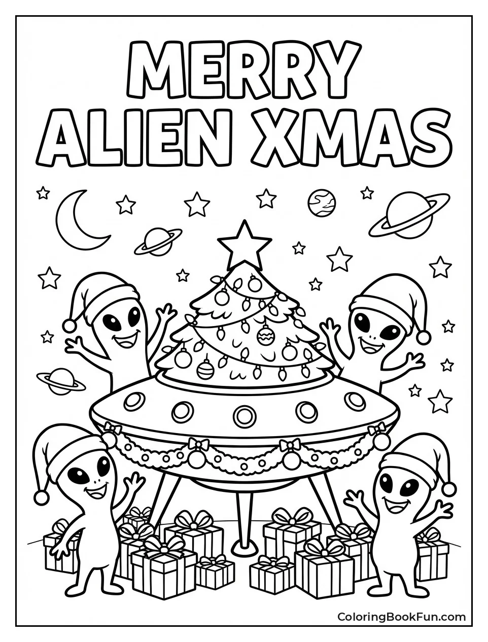 Christmas Aliens with Santa Hats