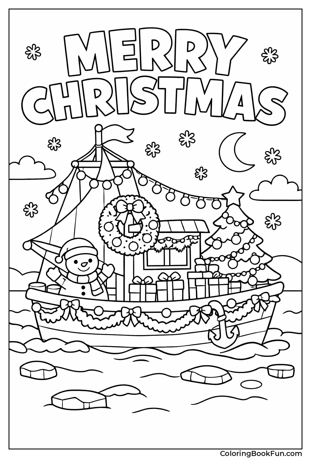 Christmas Boat with Lights