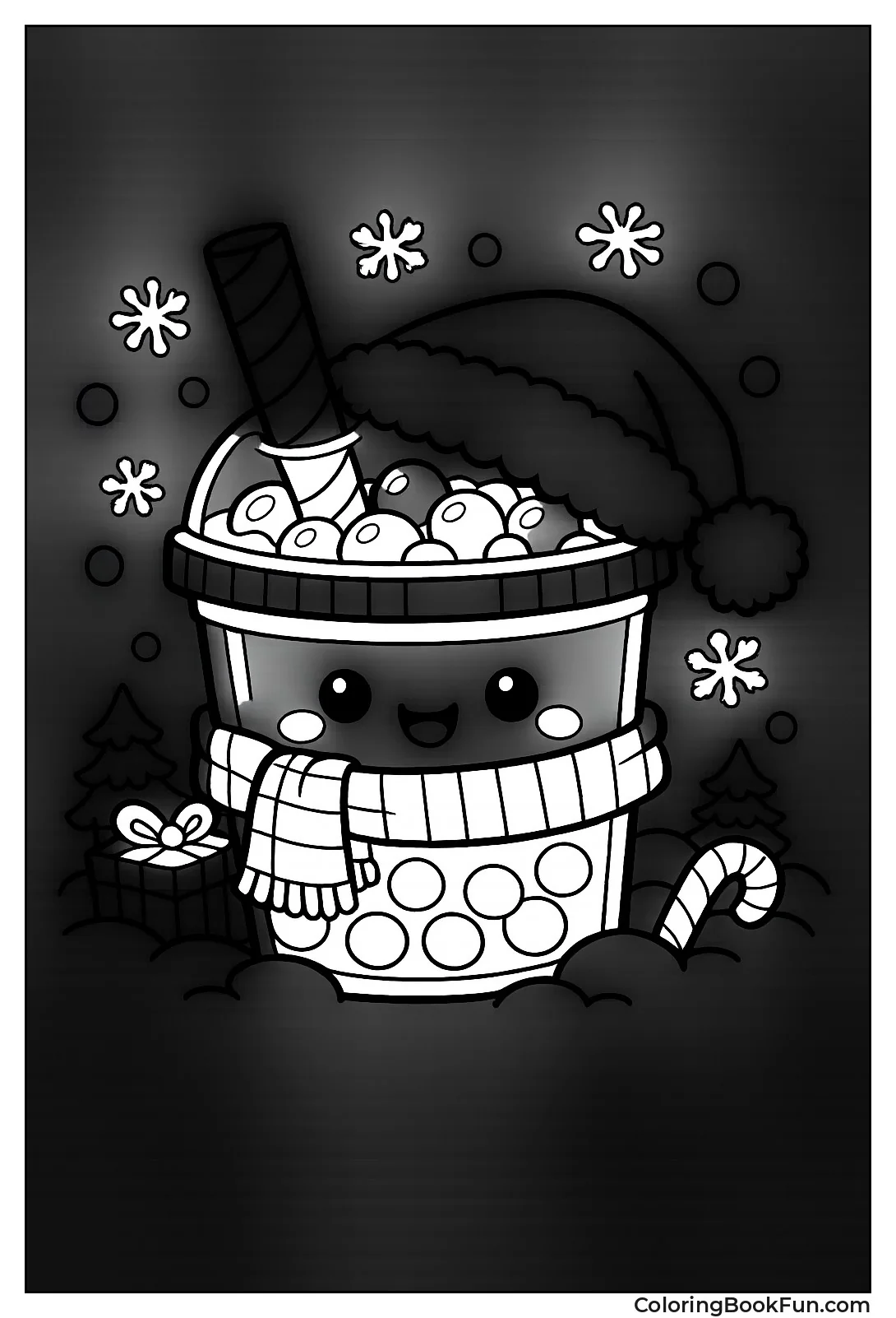 Christmas Boba with Santa Hat