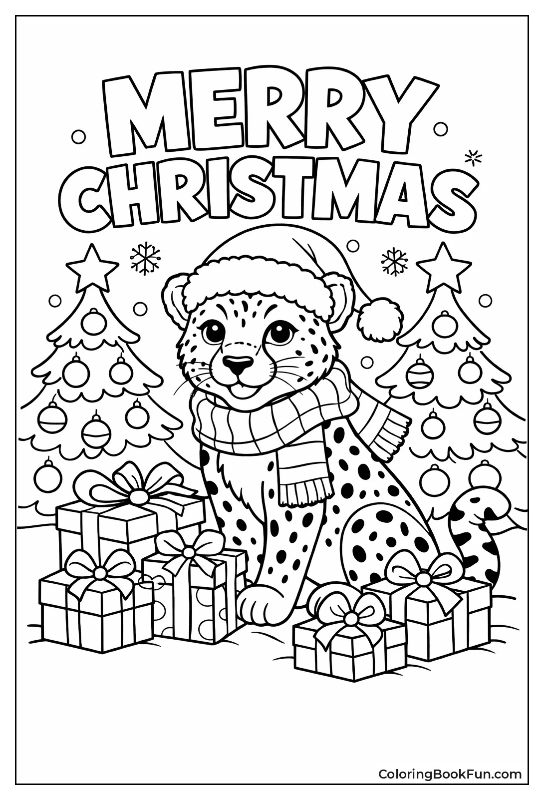 Christmas Cheetah in Hat