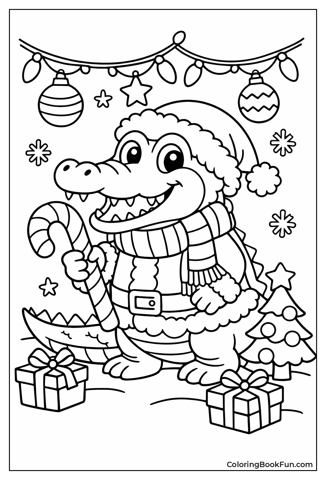 Santa Crocodile Holding Candy