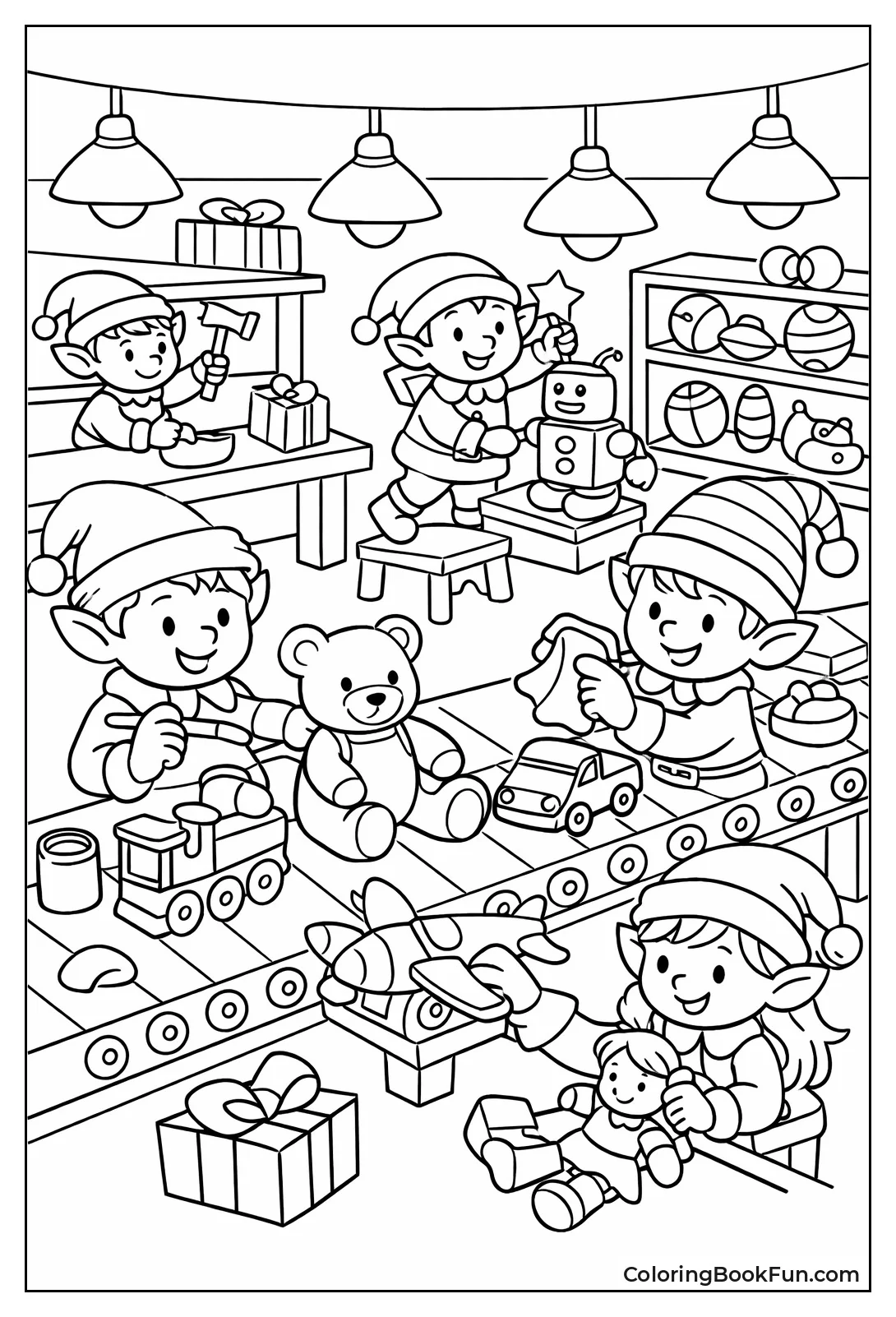 Busy Elves Making Toys