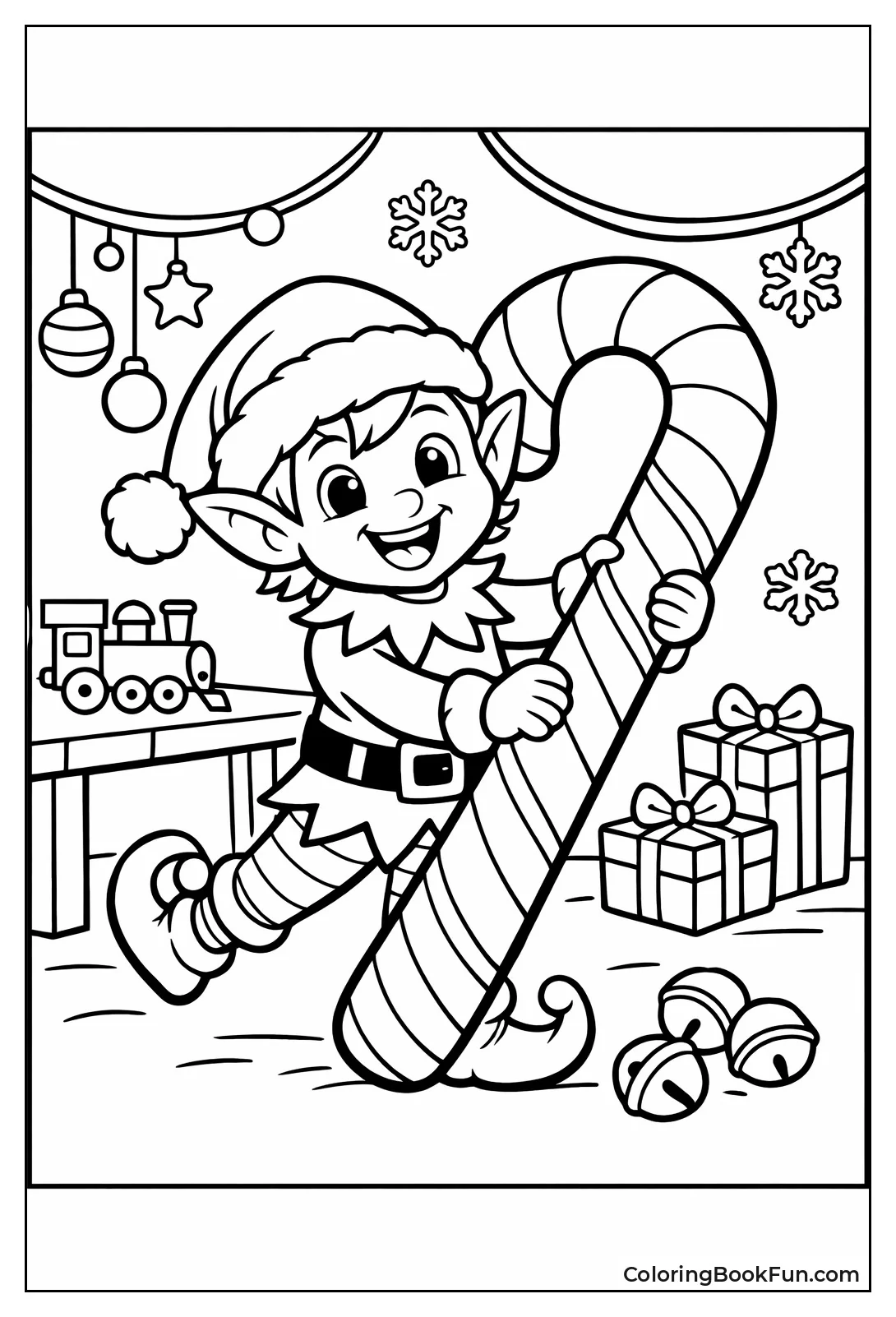 Elf with Giant Candy Cane