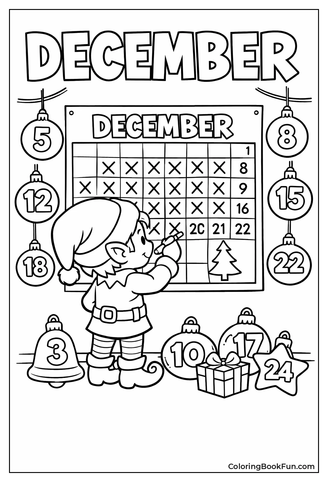 Elf Marking Christmas Days