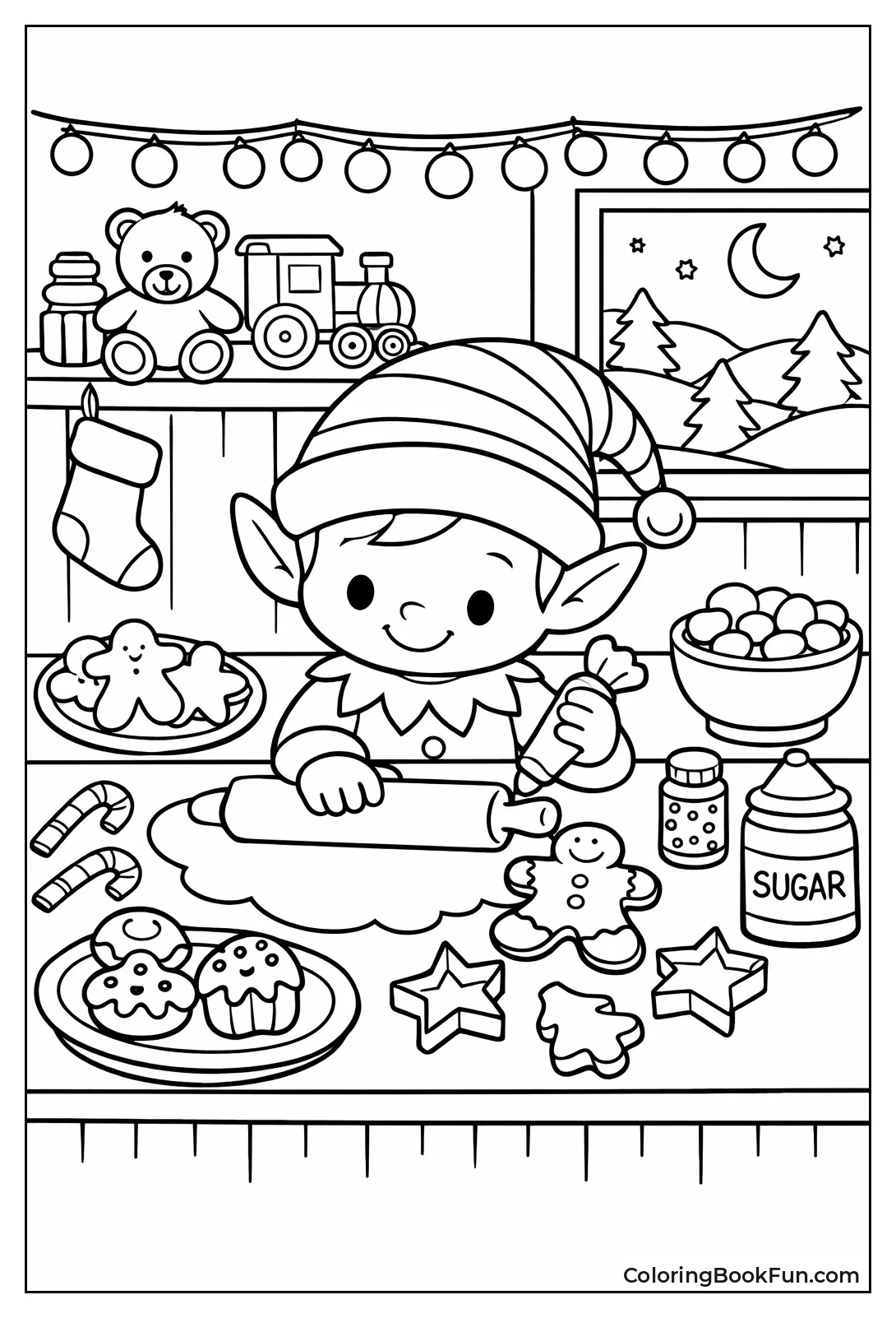 Elf Baking Gingerbread Cookies