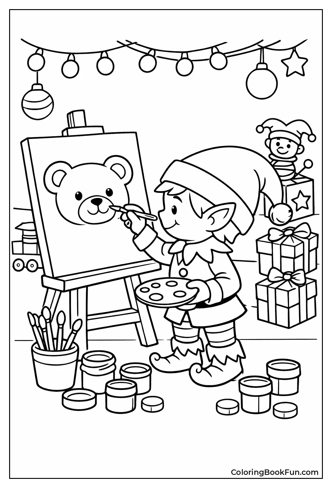 Elf Painting Teddy Bear