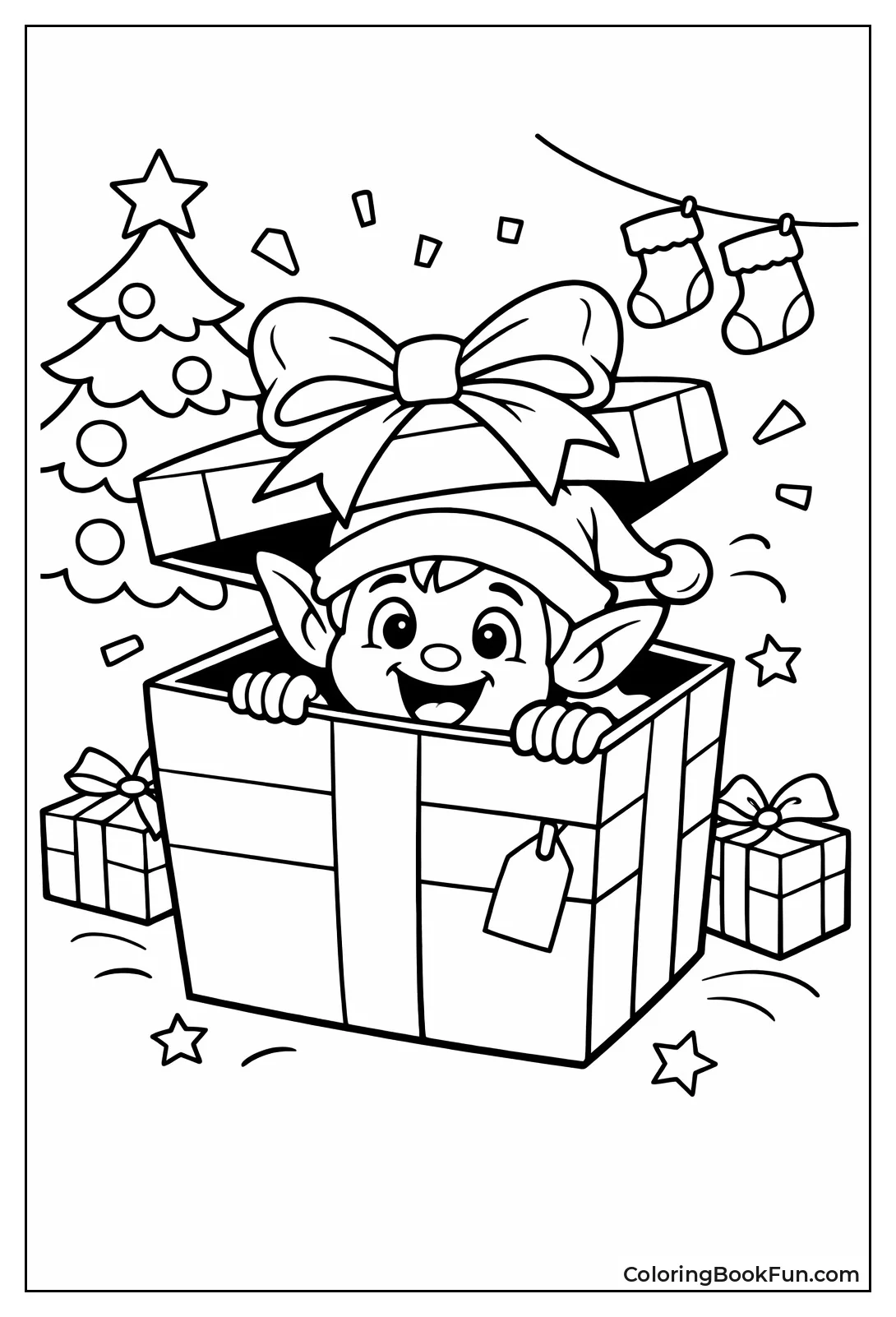 Elf Peeking Gift Box