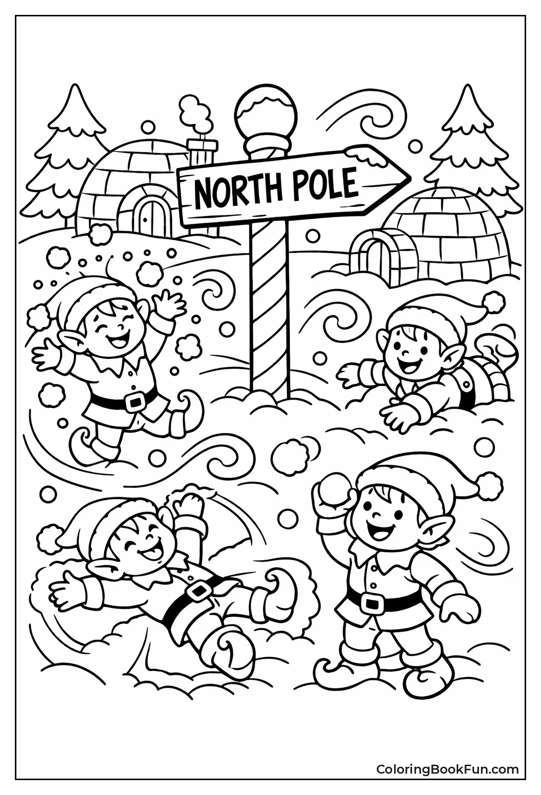 Elves Playing North Pole Snow
