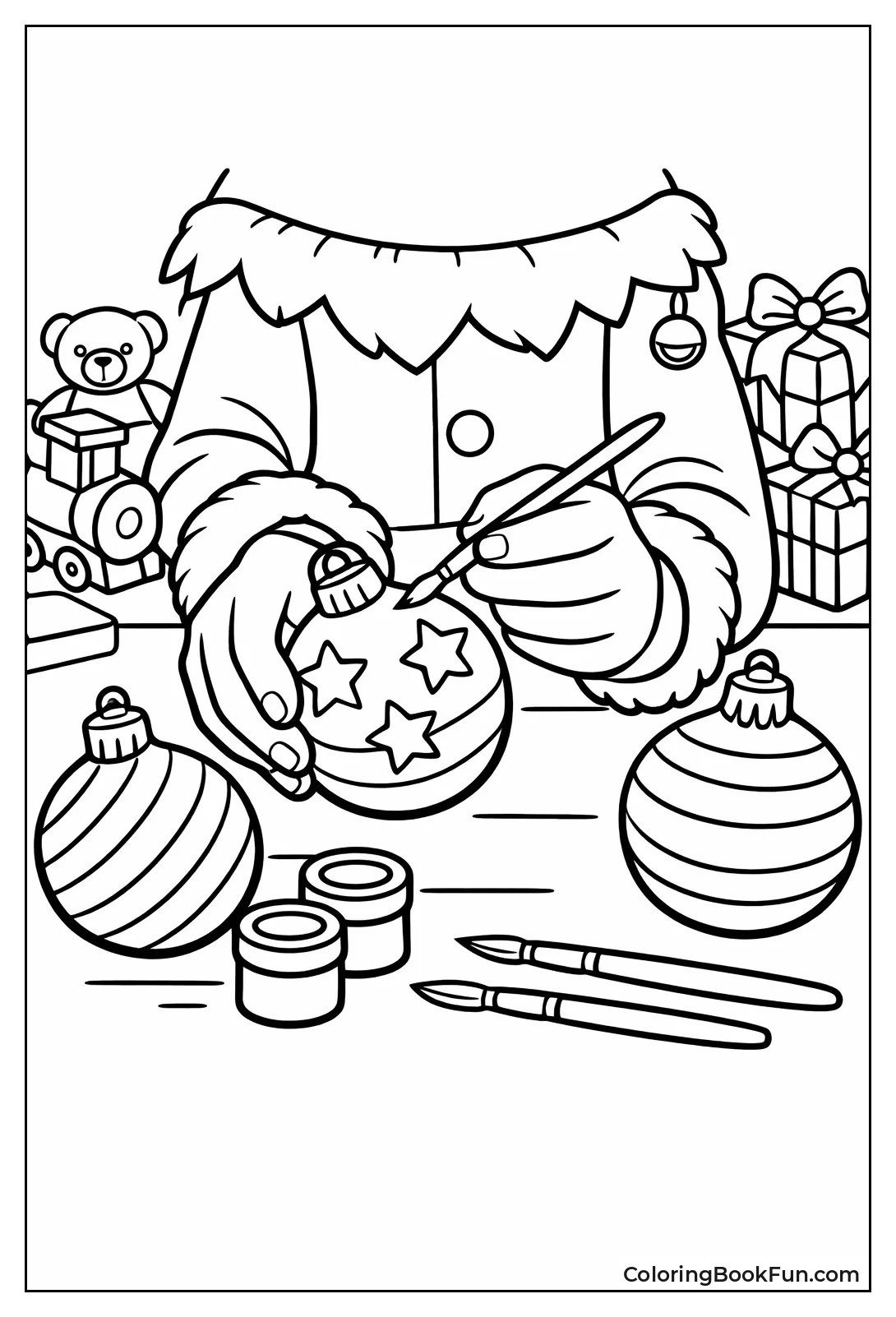 Elf Painting Shiny Ornaments