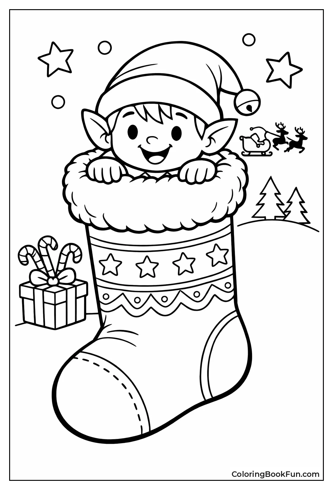 Elf Peeking from Stocking