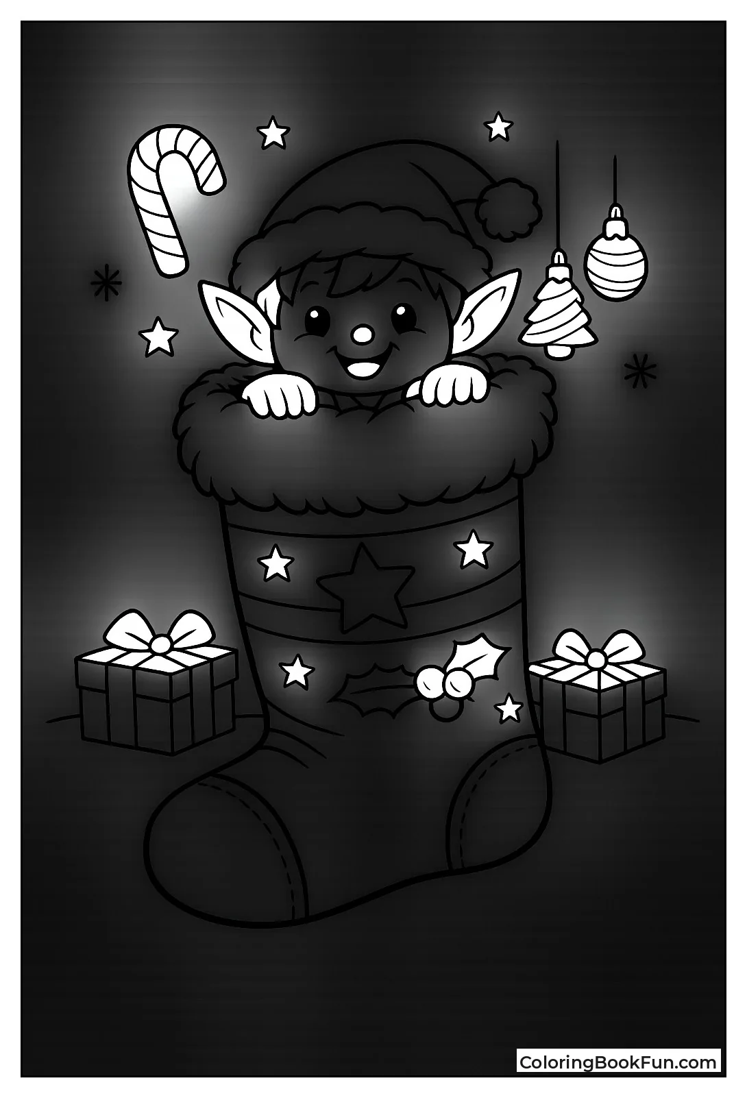 Elf Peeking from Stocking