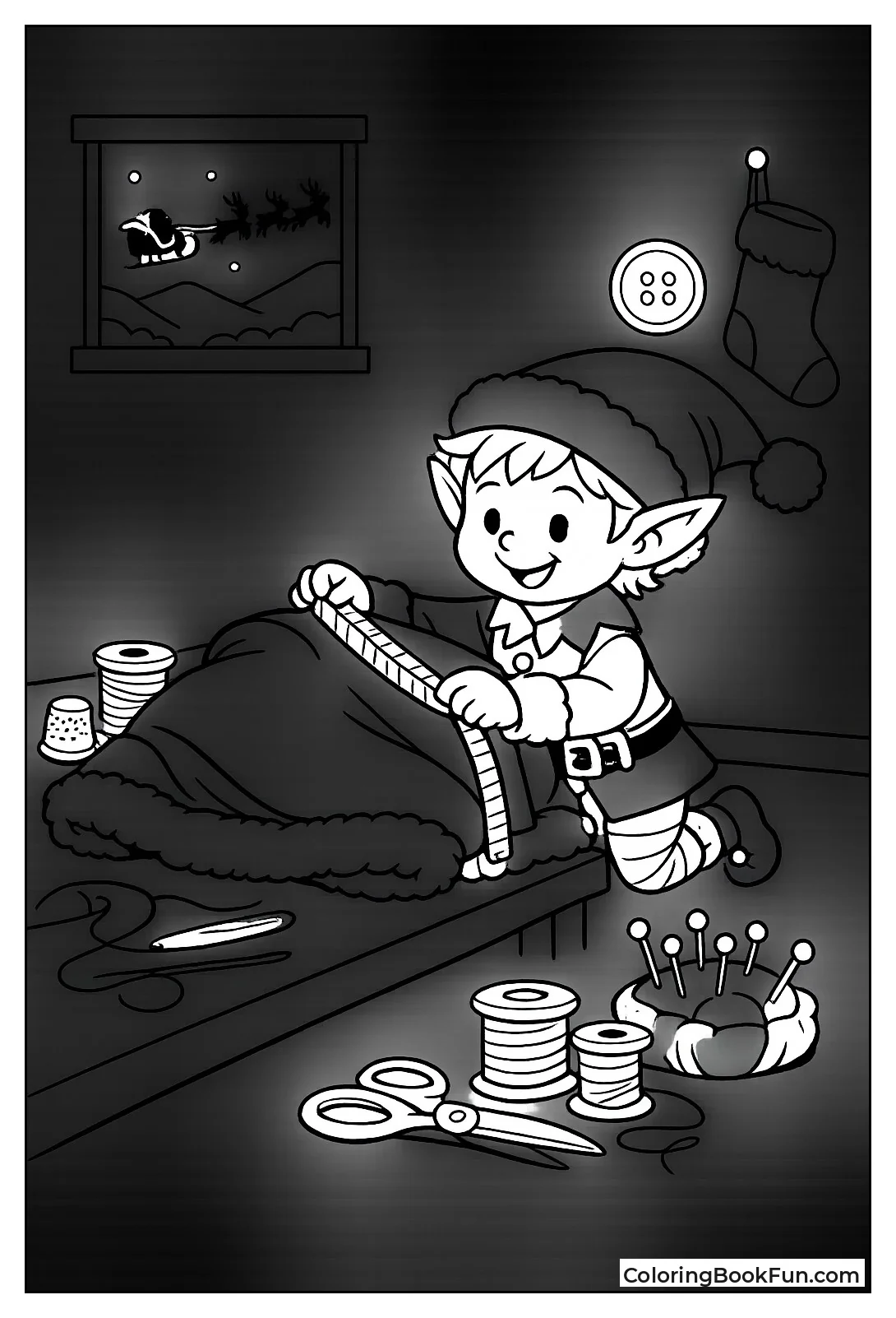 Elf Sewing Santa Suit