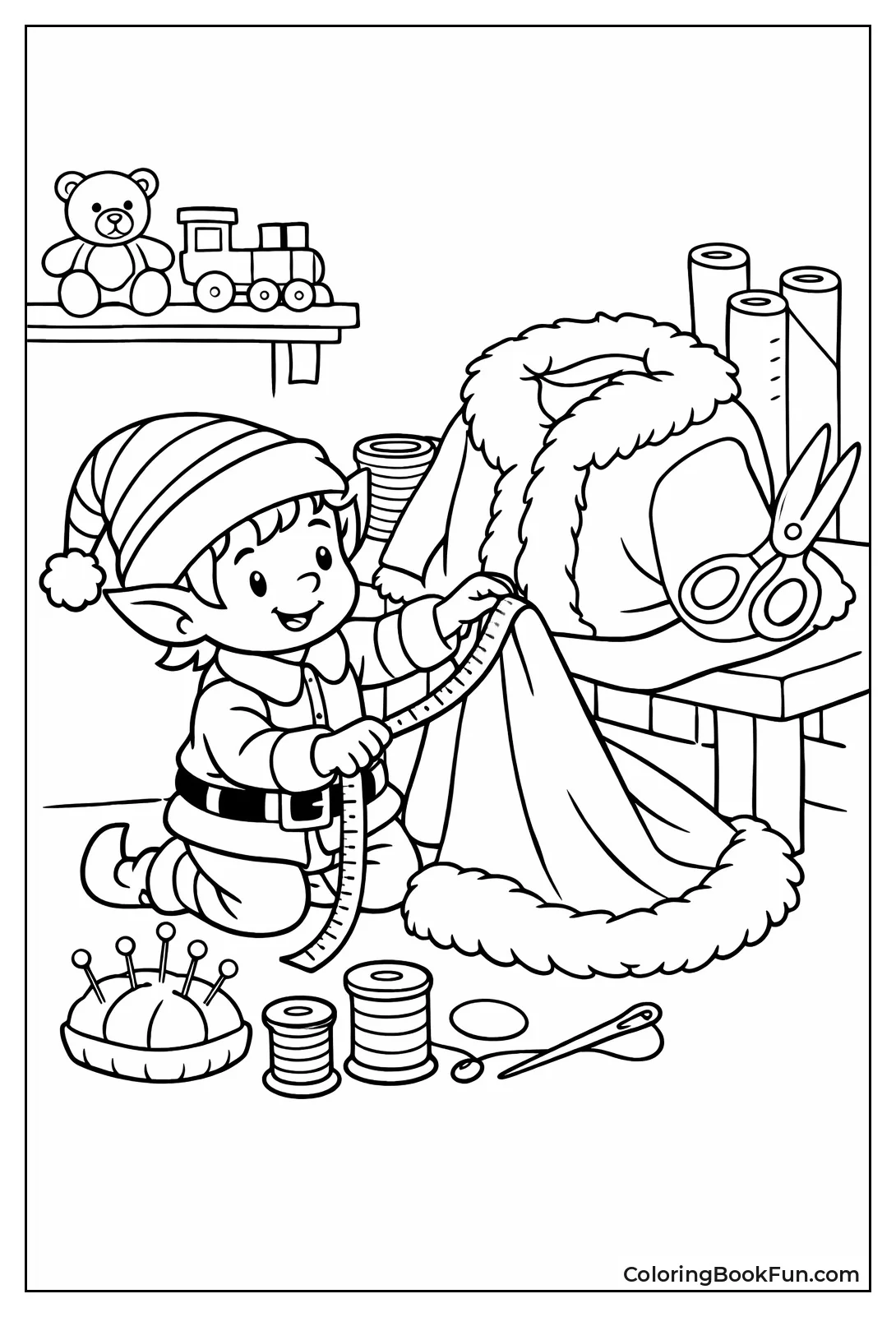 Elf Sewing Santa Suit