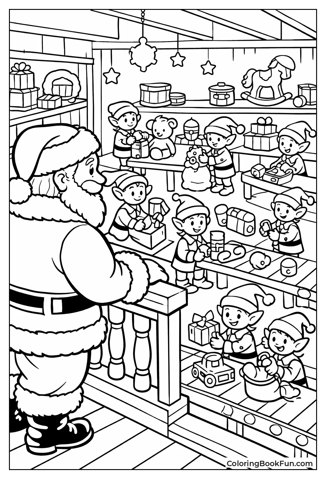Santa Watching Hardworking Elves