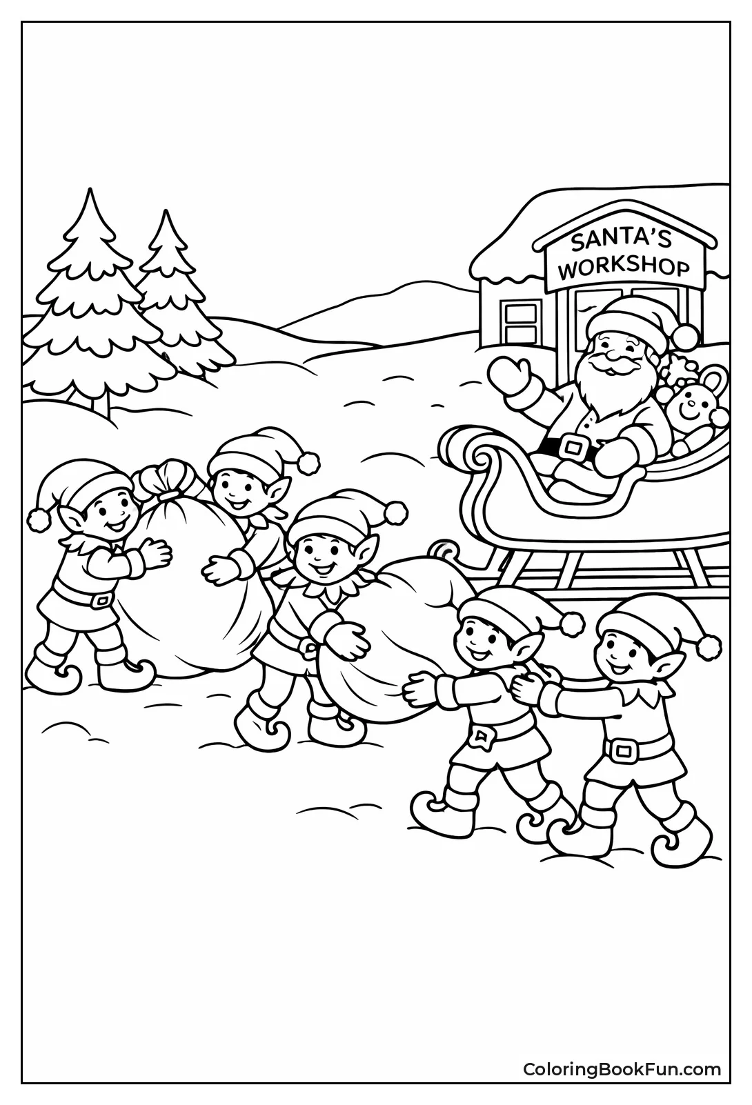 Elves Loading Toy Sleigh