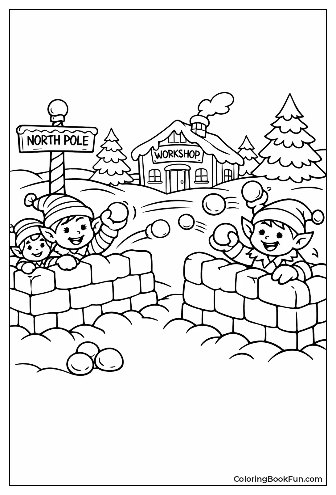 Elves Throwing Snowballs