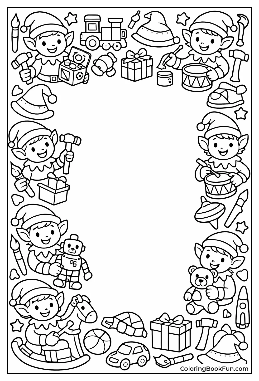 Elves Tools and Toys Border