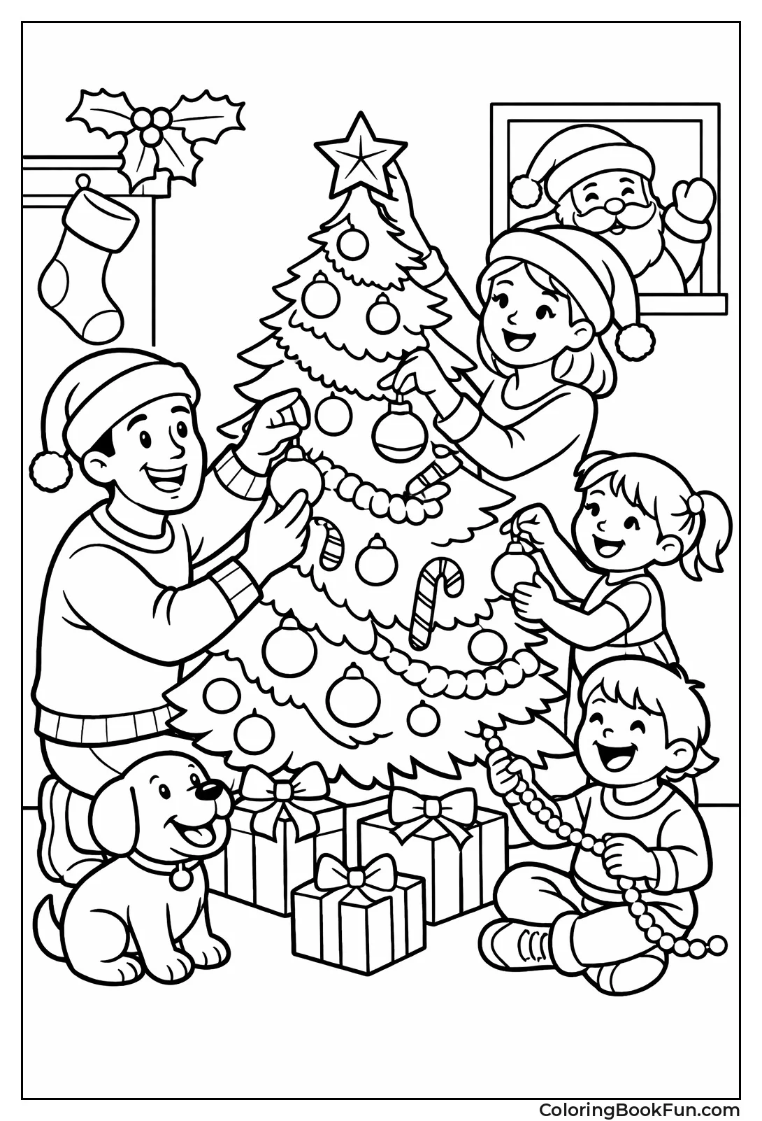 Family Hangs Tree Ornaments