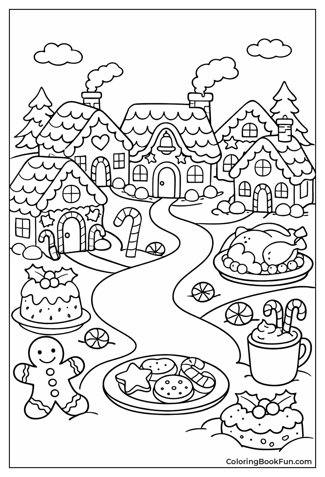 Snowy Gingerbread Village