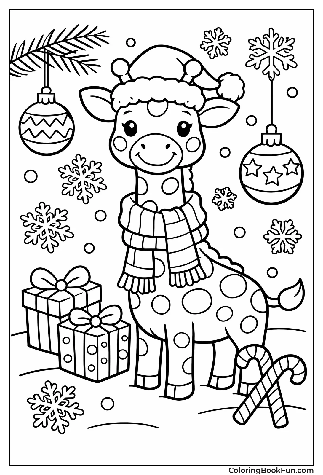 Christmas Giraffe in Santa Hat