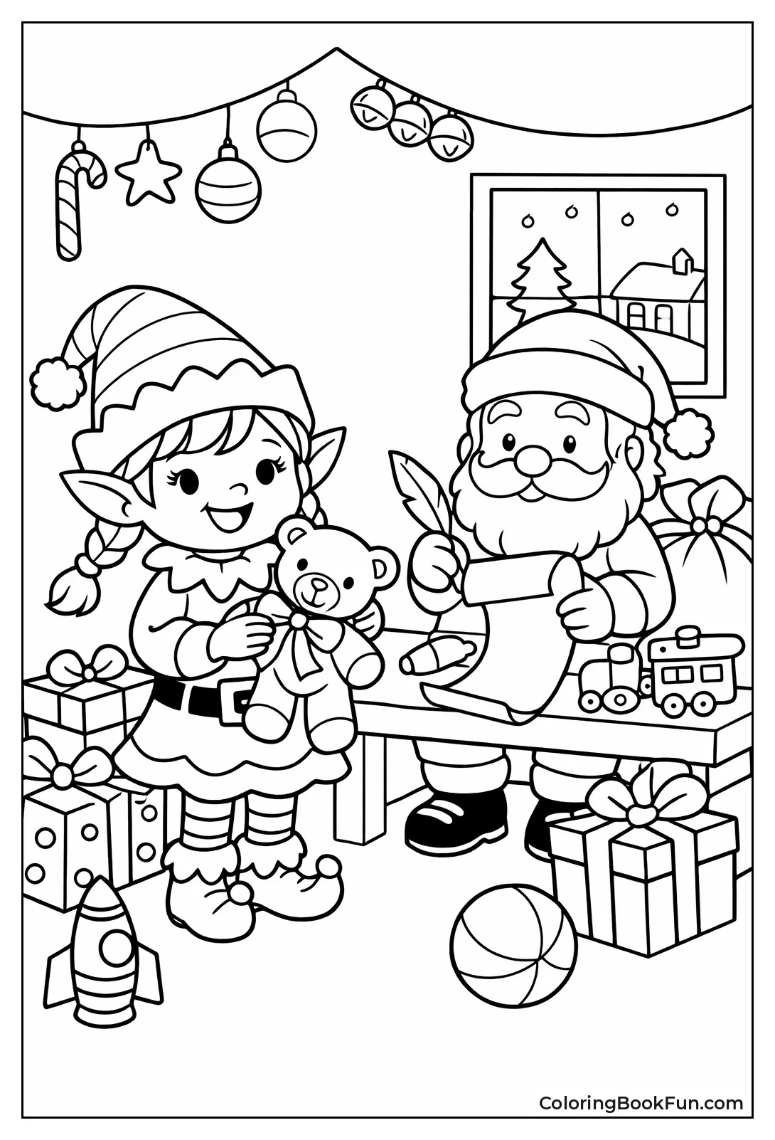 Girl Elf Helps Santa