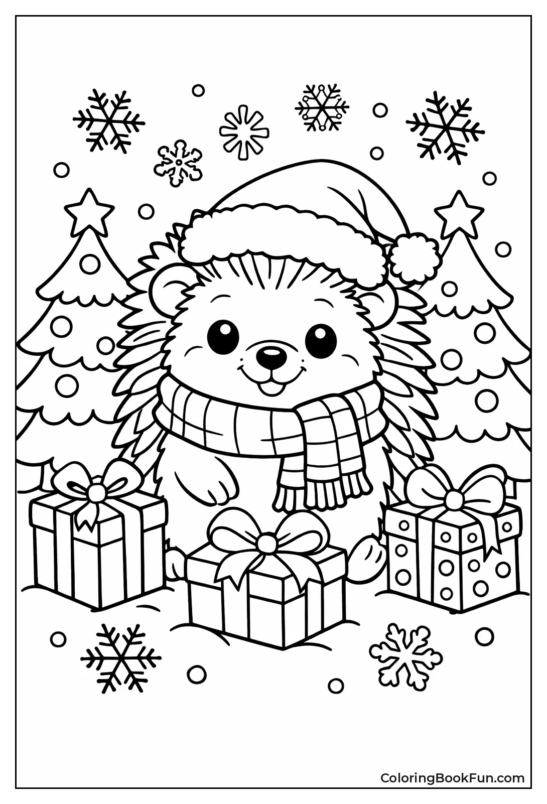 Christmas Hedgehog in Santa Hat