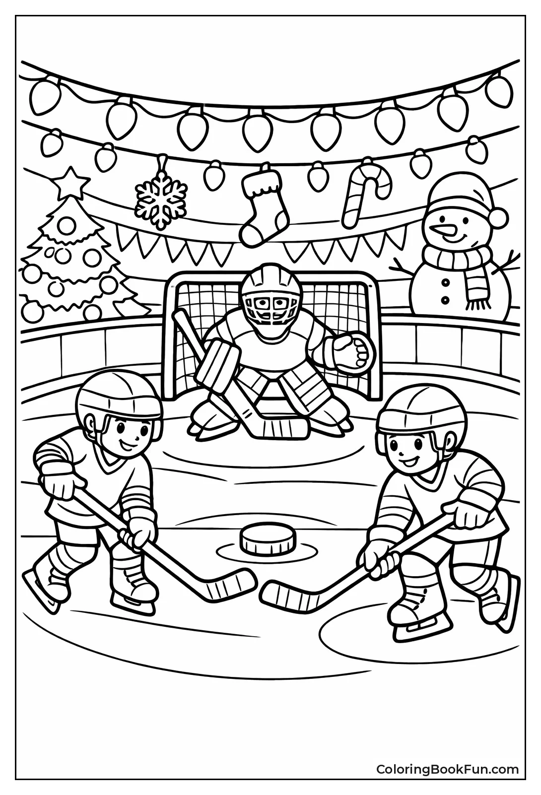 Hockey under Christmas Lights