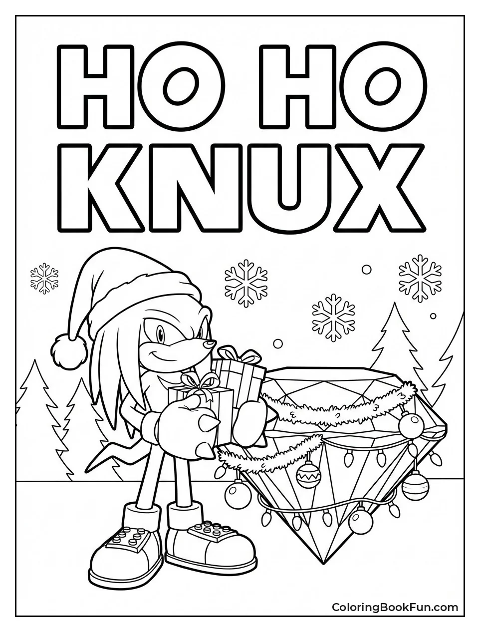 Knuckles in Santa Hat with Gifts