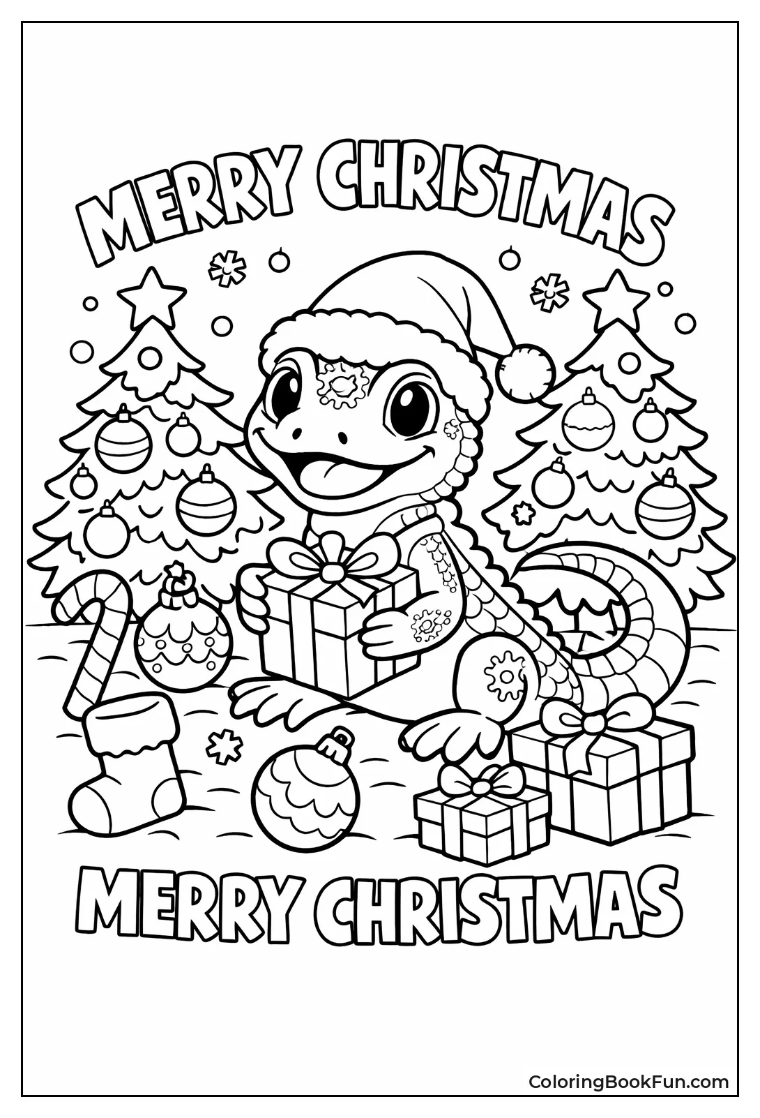 Lizard Wears Santa Hat