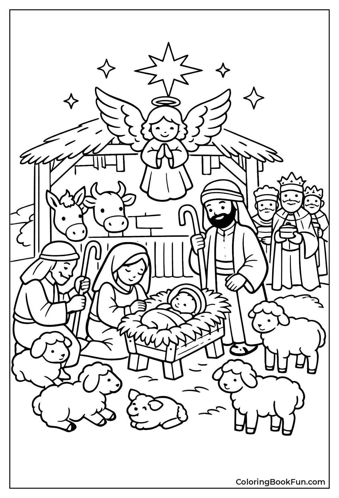 Shepherds Kneel at Manger