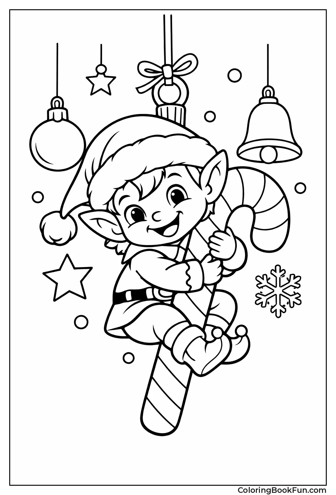 Elf Hugging Candy Cane