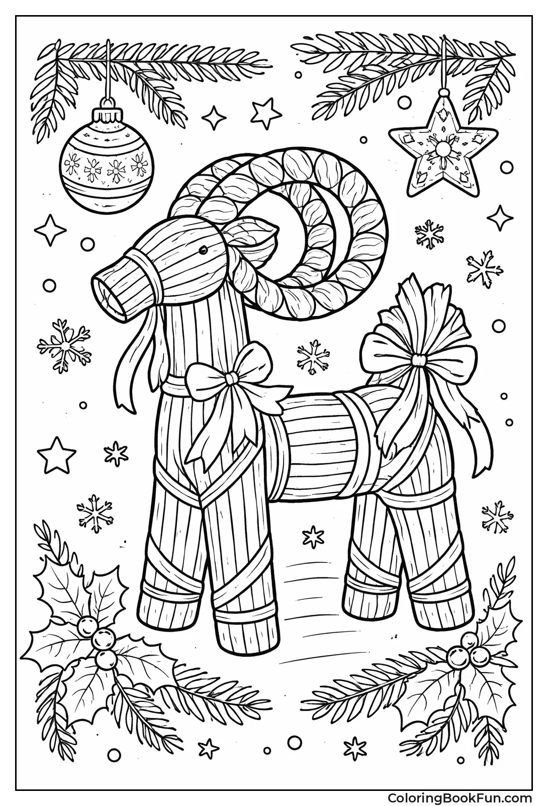 Straw Goat with Ribbons