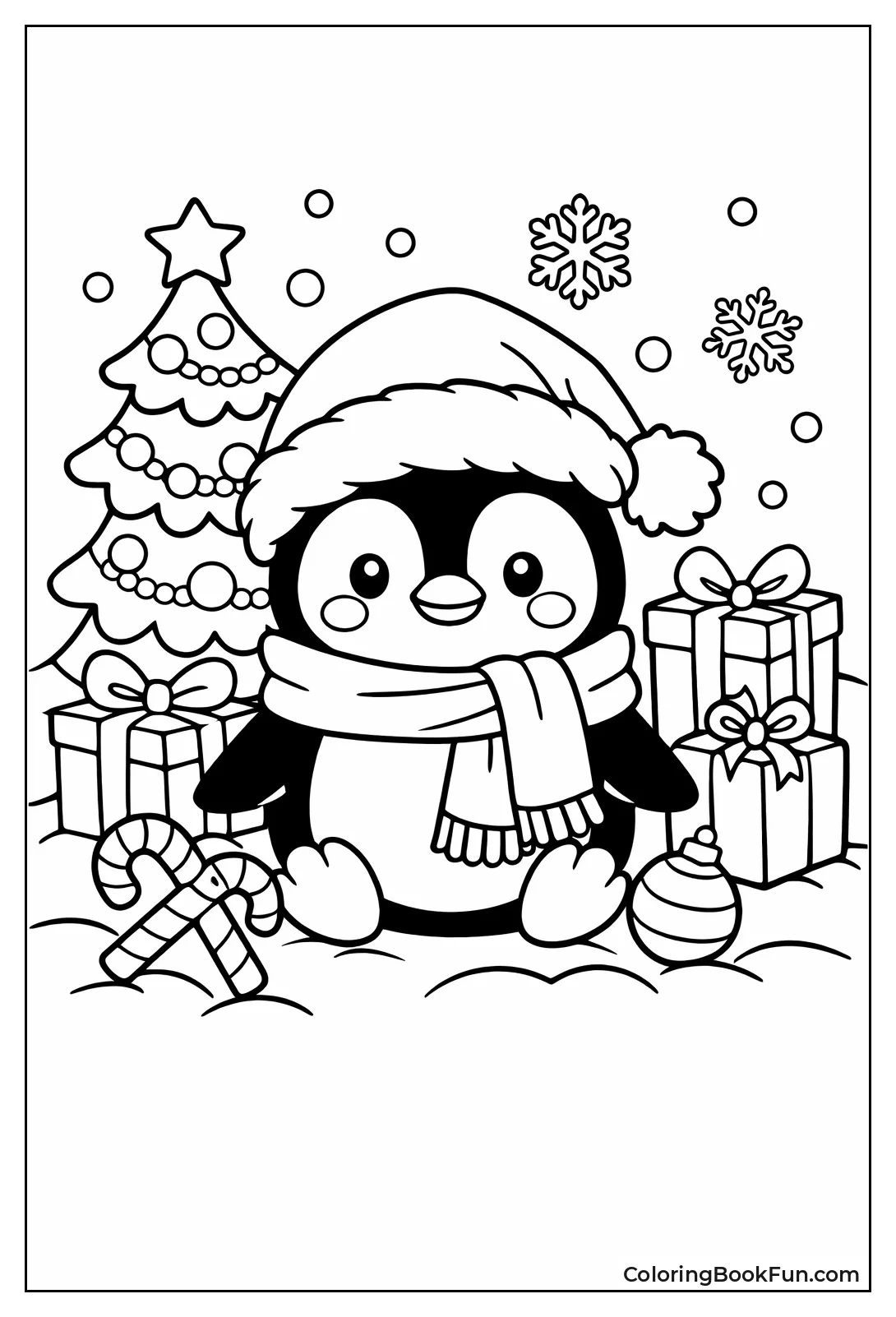 Christmas Penguin with Santa Hat