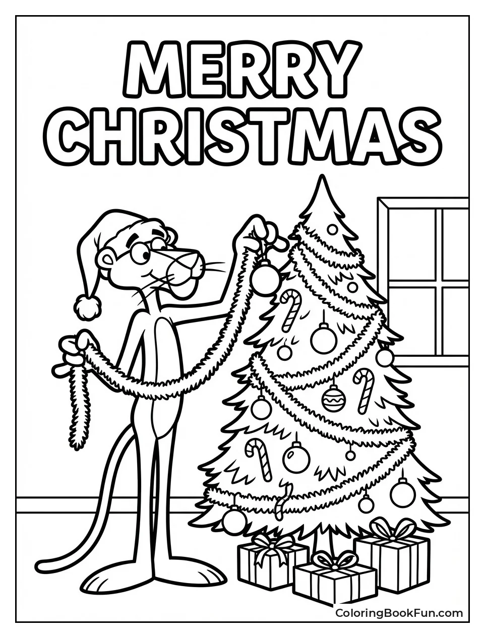 Pink Panther Decorates Tree